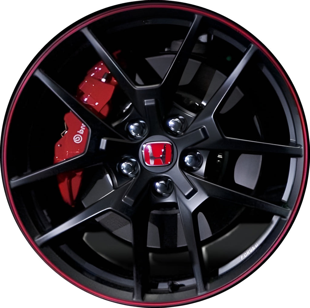 AW63692 Honda Civic Matte Black w/ Red Lip Powder Coated OEM Wheel Rim